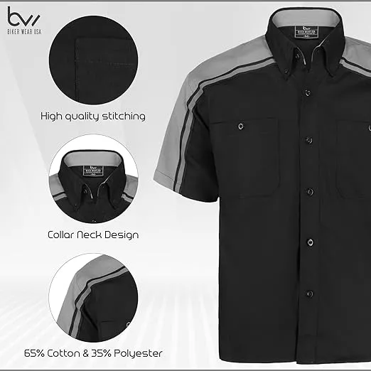 Mechanic Work Shirts Black/Grey WSM-BKGY