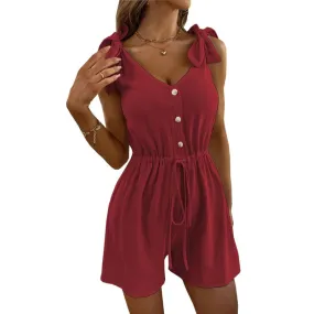 Melanie Casual Jumpsuit | Stilvoller sommerlicher ärmelloser Jumpsuit mit Schleifendetail