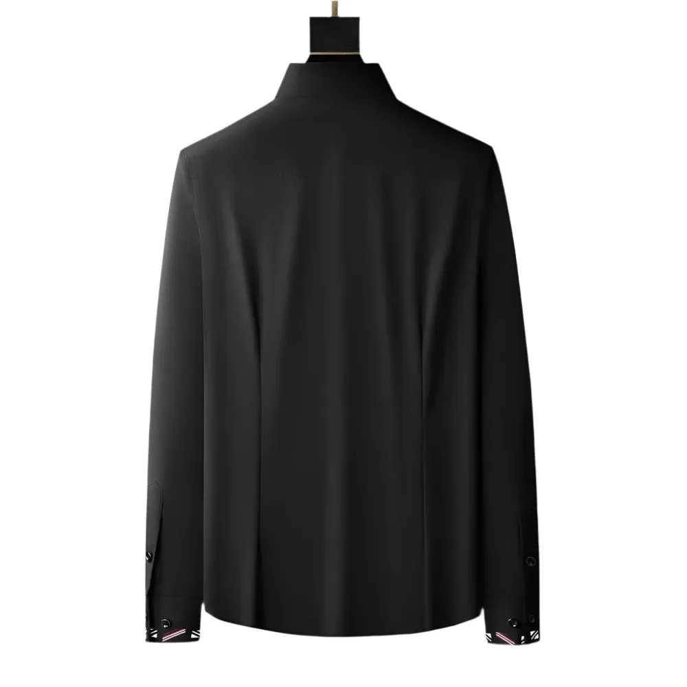Men's Autumn Embroidery Shirt – Solid Color Business Casual Formal Long Sleeve Party Tops