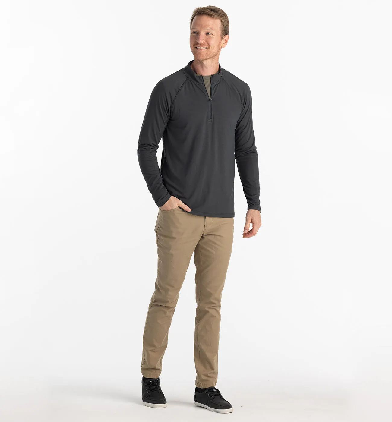 Men's Bamboo Flex Quarter Zip - Black Sand