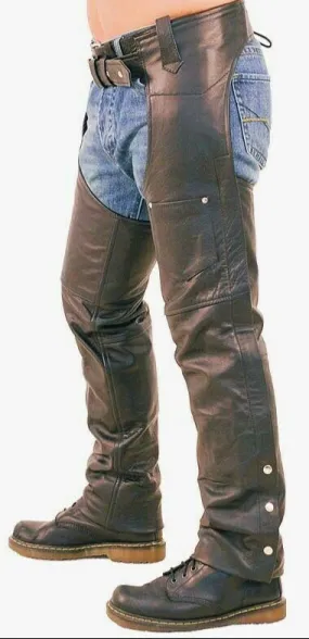 Men's Black Genuine Leather Chaps Biker pants