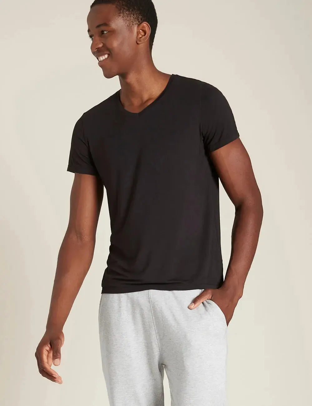 Men's Black V-Neck T-Shirt