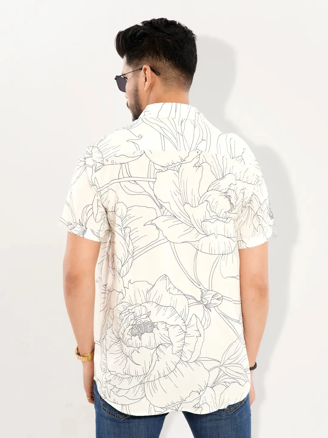 Men's Casual Half Sleeve Printed in Floral Shirt Shirt