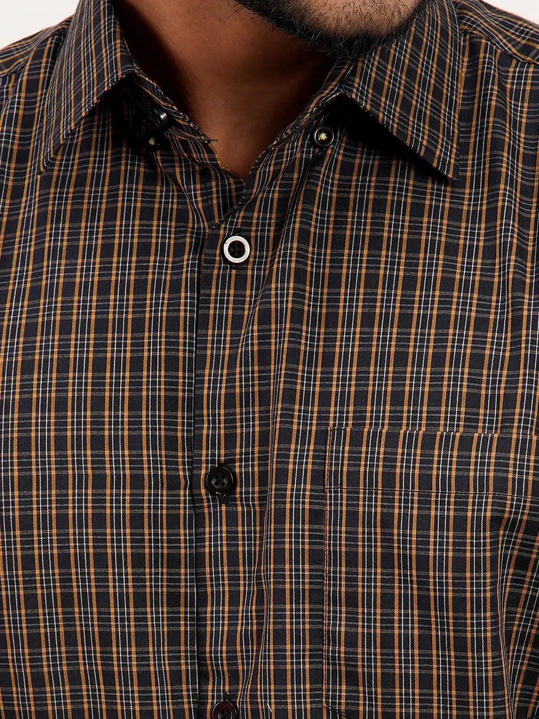 Men's Cocoa Brown Check Full Sleeve Casual Shirt