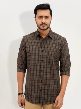 Men's Cocoa Brown Check Full Sleeve Casual Shirt