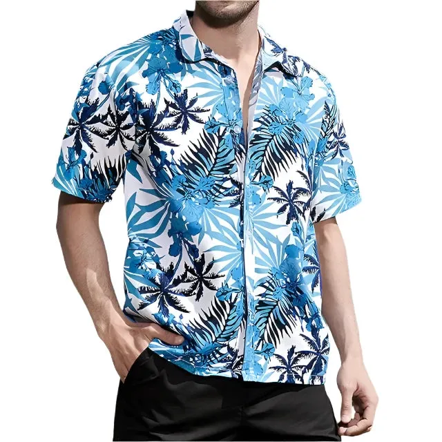 Men's Hawaiian 3D Plant Print Shirt – Summer Beach Casual Short Sleeve Top