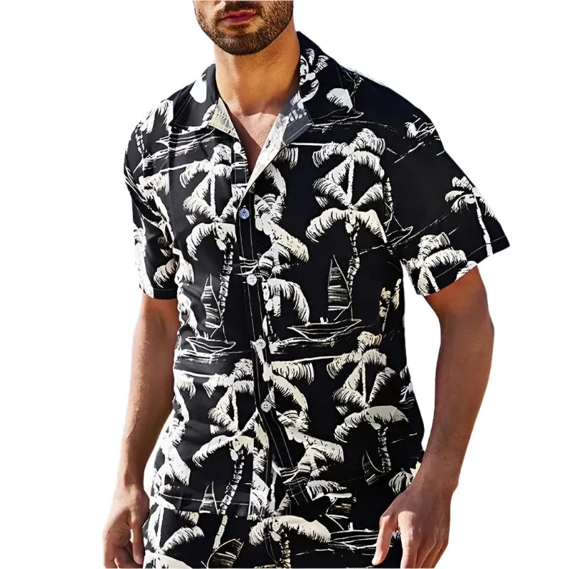 Men's Hawaiian 3D Plant Print Shirt – Summer Beach Casual Short Sleeve Top