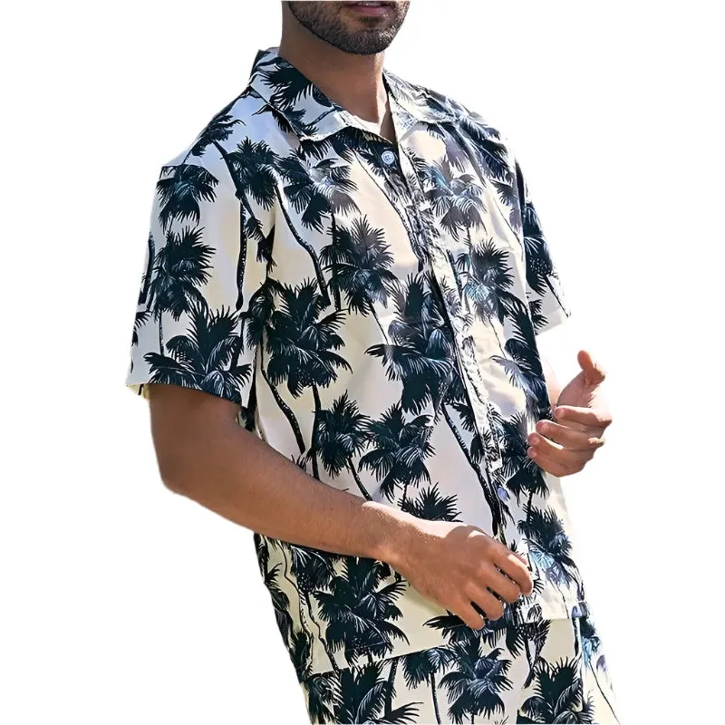 Men's Hawaiian 3D Plant Print Shirt – Summer Beach Casual Short Sleeve Top