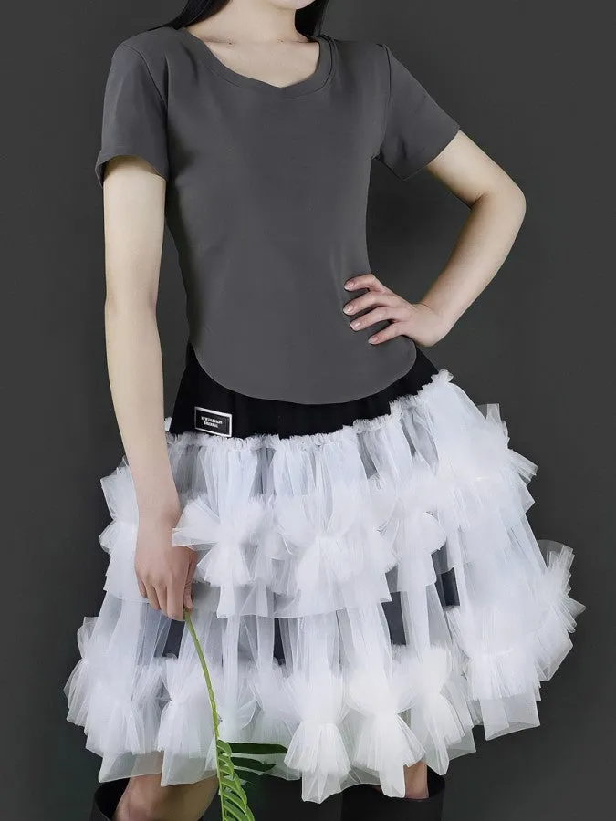 Mesh layered mini skirt　X2203