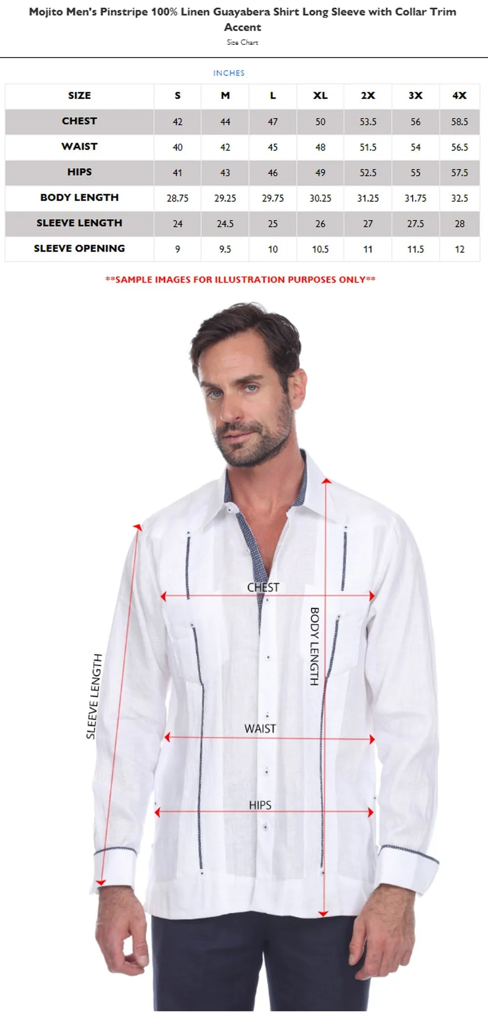 Mojito Collection Pinstripe 100% Linen Guayabera Shirt Long Sleeve