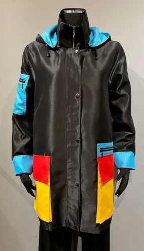 Oopéra J3201W1 Black & Multicolor Trim Stadium Jacket & Raincoat