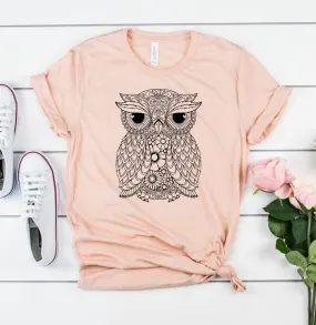 Owl Mandala Owl Bird Boho Unisex Novelty T-Shirt