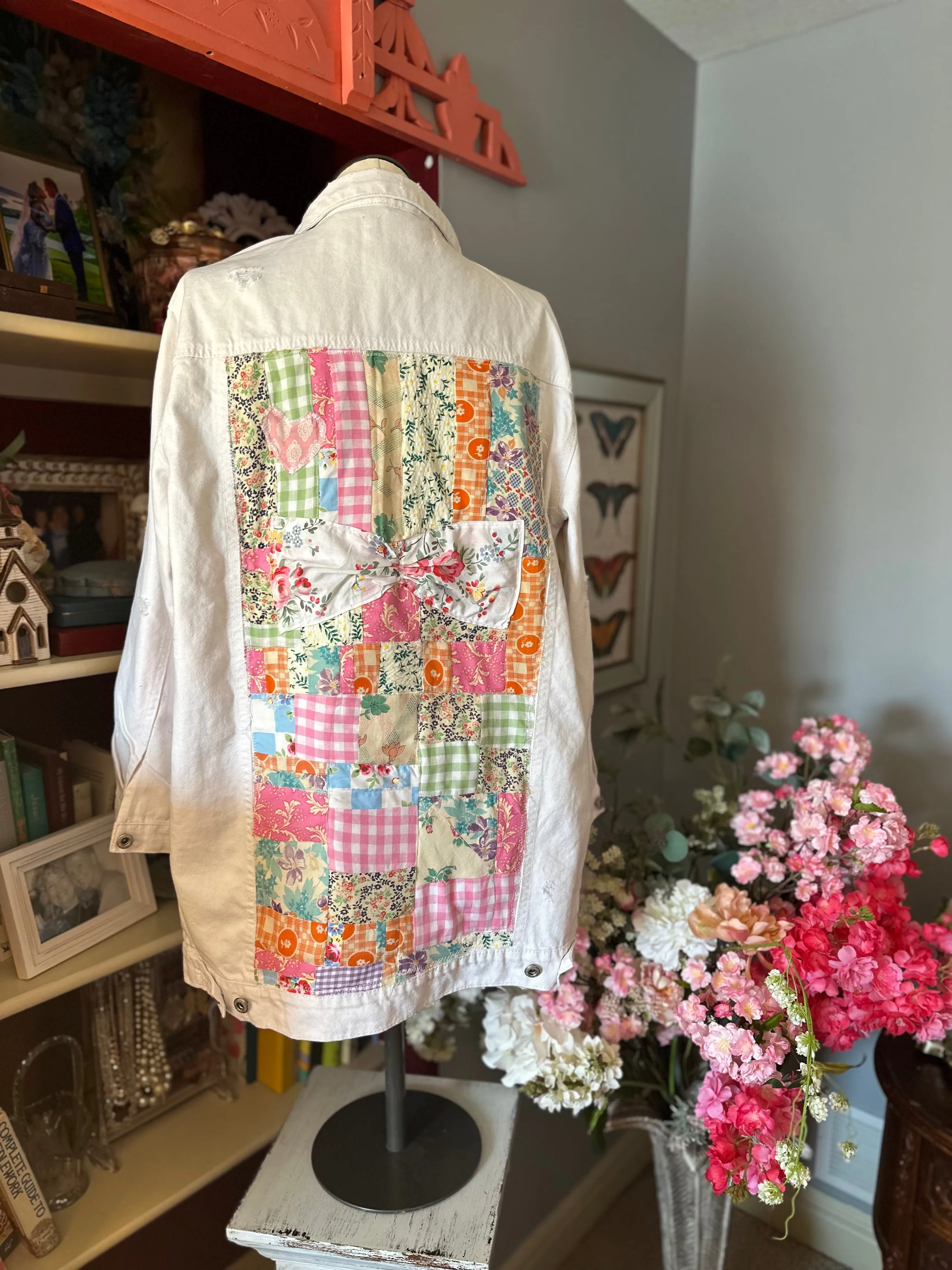 Patchwork White Quilted Jacket