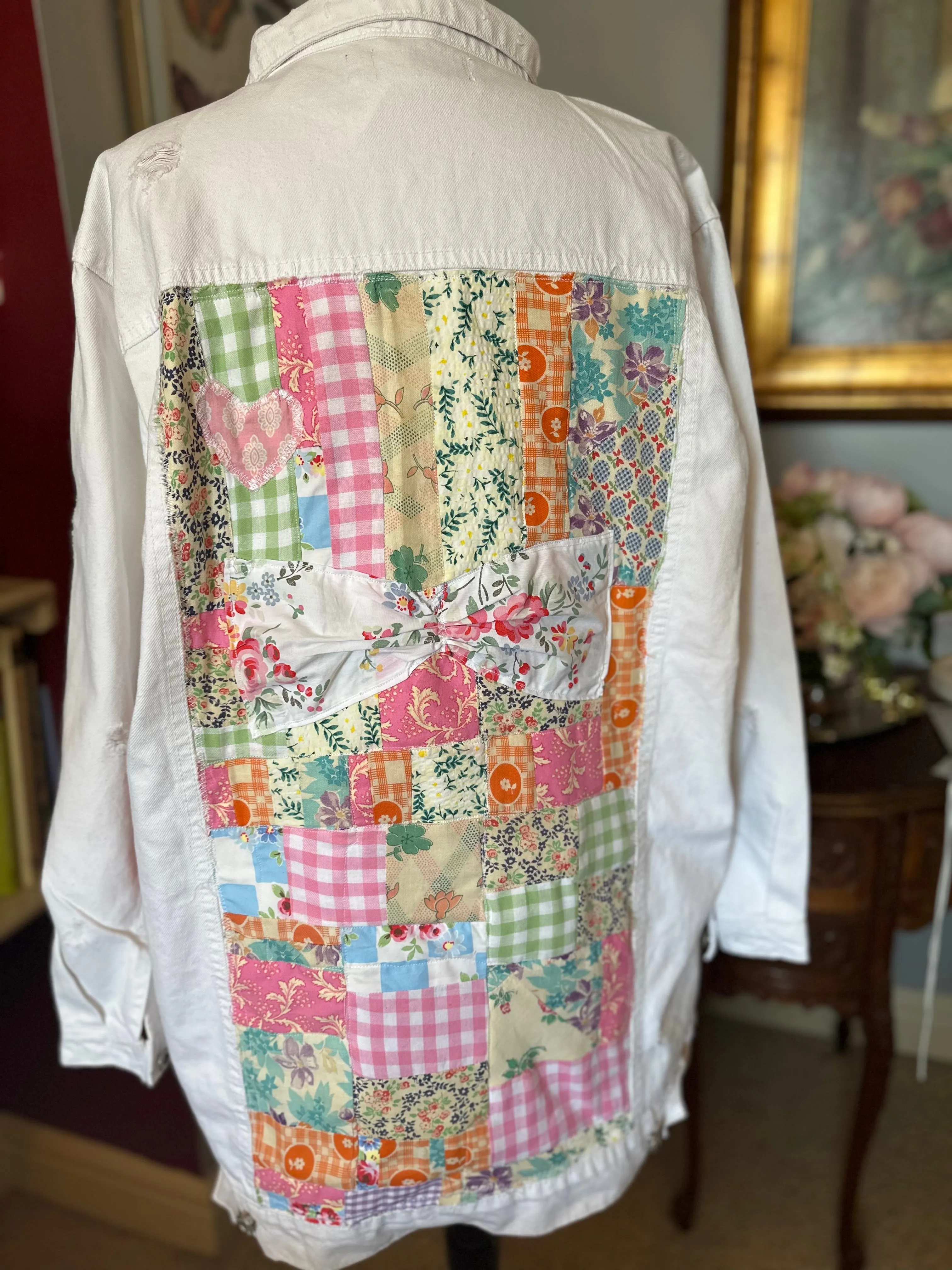 Patchwork White Quilted Jacket