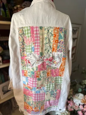 Patchwork White Quilted Jacket