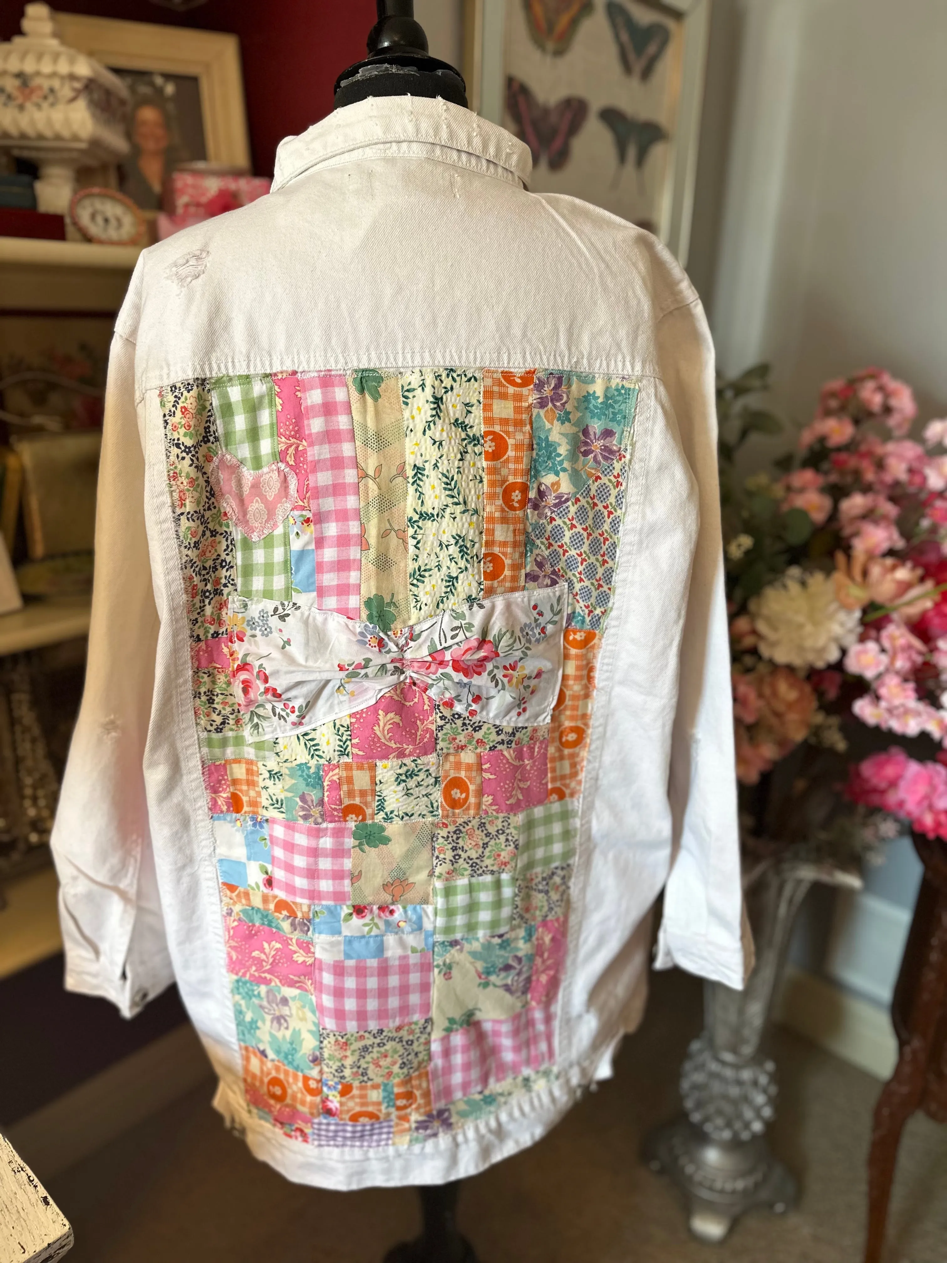 Patchwork White Quilted Jacket