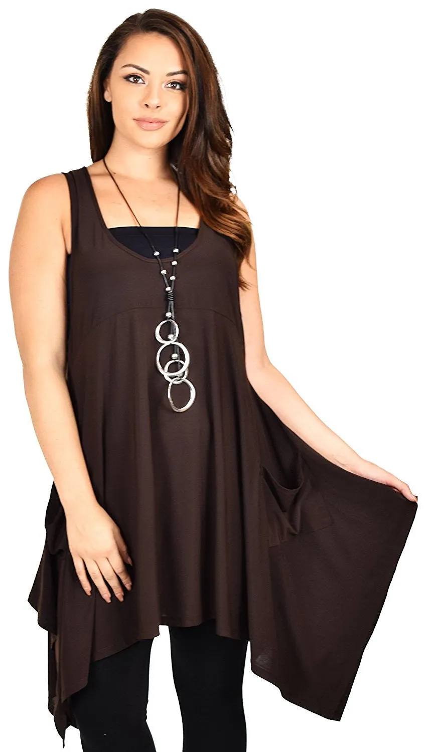 Plus Size Tunic, Swing Long Tank Tall Top | Sleeveless Summer Tunic , Full figured Tunic,