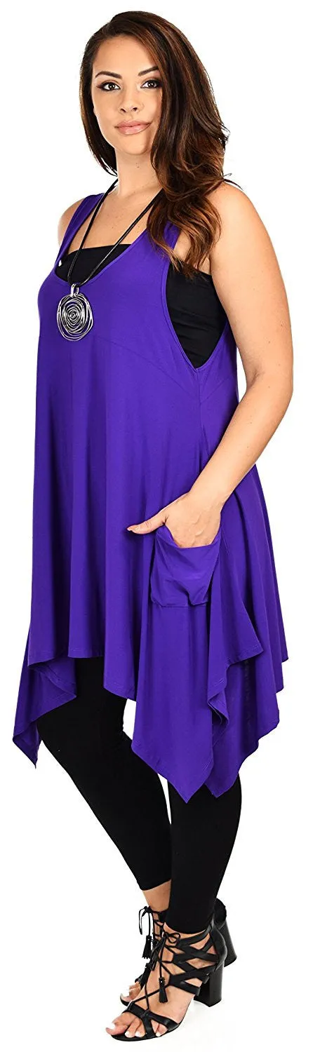 Plus Size Tunic, Swing Long Tank Tall Top | Sleeveless Summer Tunic , Full figured Tunic,