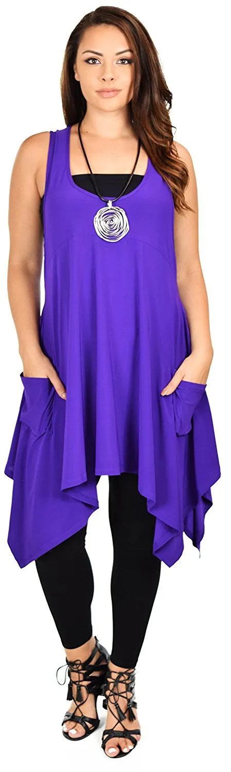 Plus Size Tunic, Swing Long Tank Tall Top | Sleeveless Summer Tunic , Full figured Tunic,
