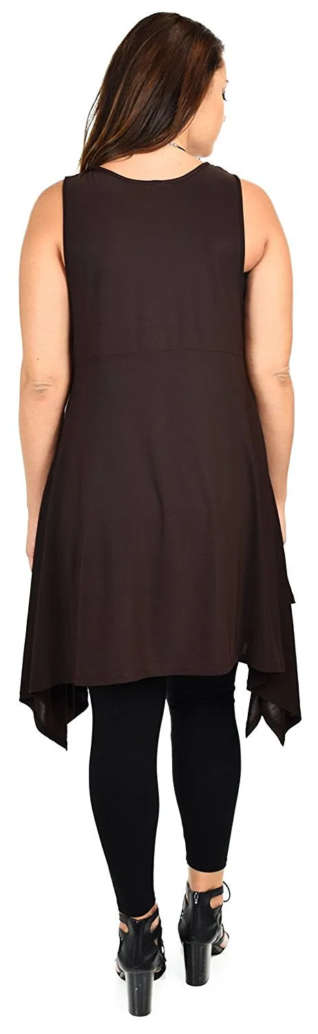 Plus Size Tunic, Swing Long Tank Tall Top | Sleeveless Summer Tunic , Full figured Tunic,