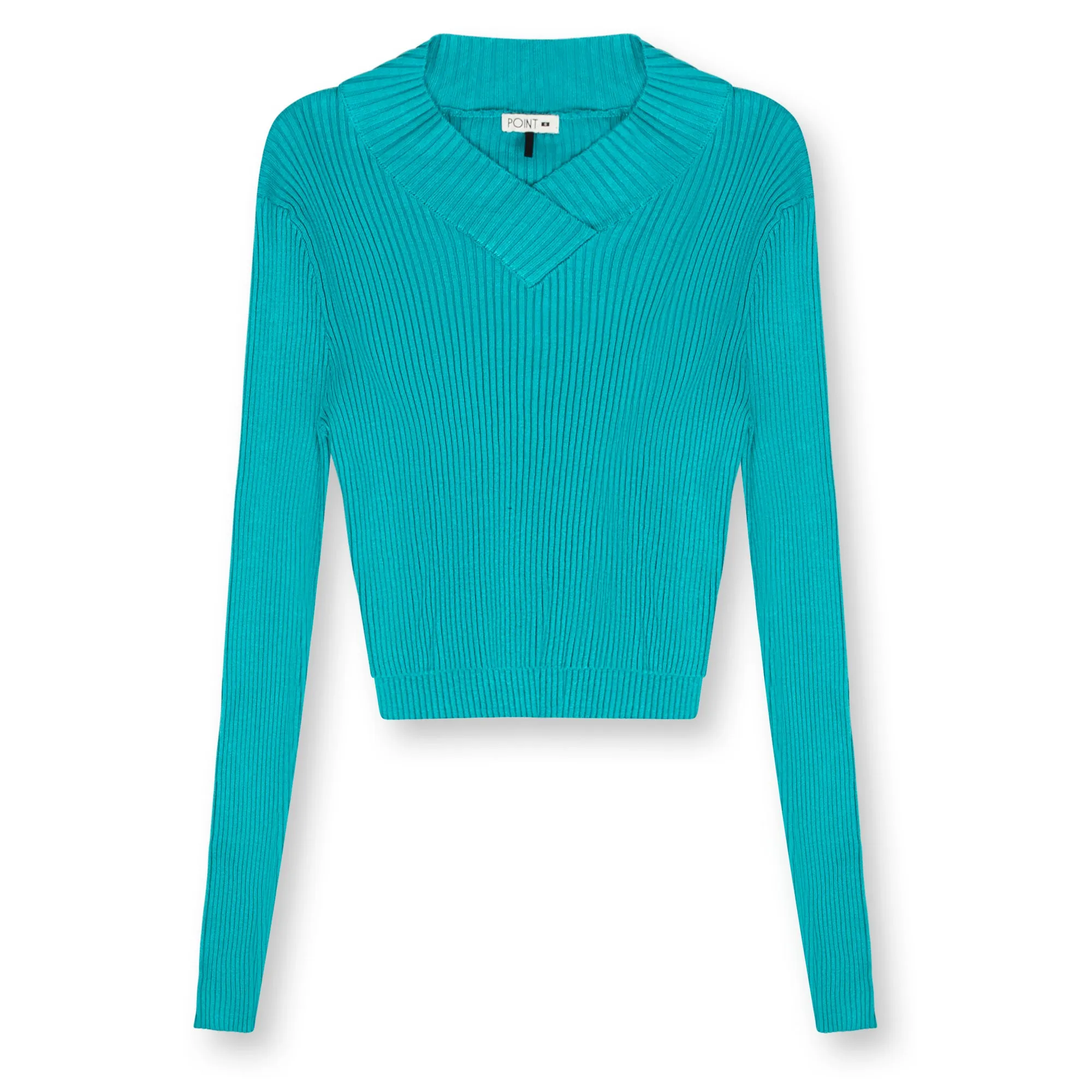 Point V-Neck Cropped Sweater