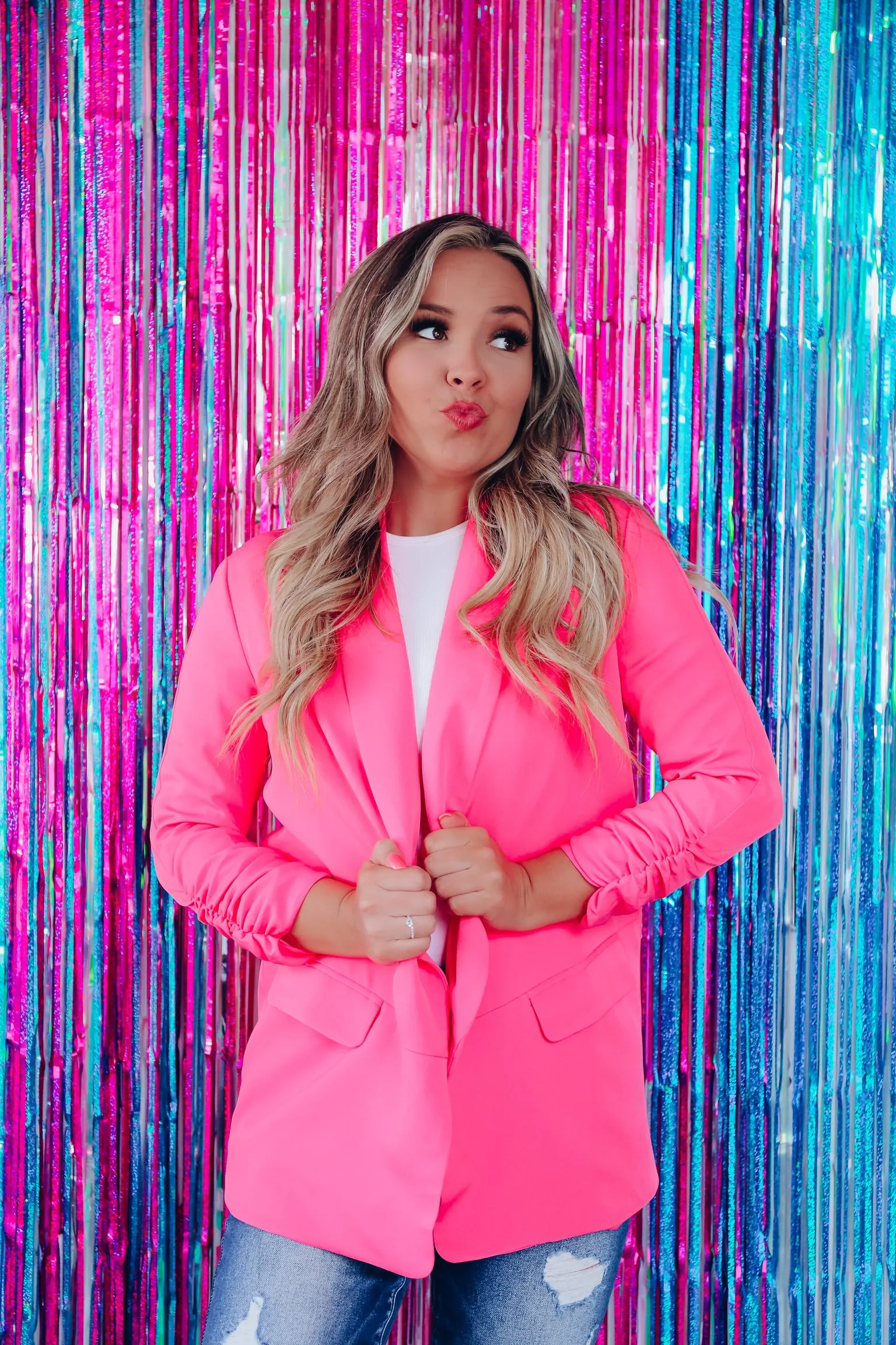 Rule The Streets Pocketed Blazer - Neon Pink