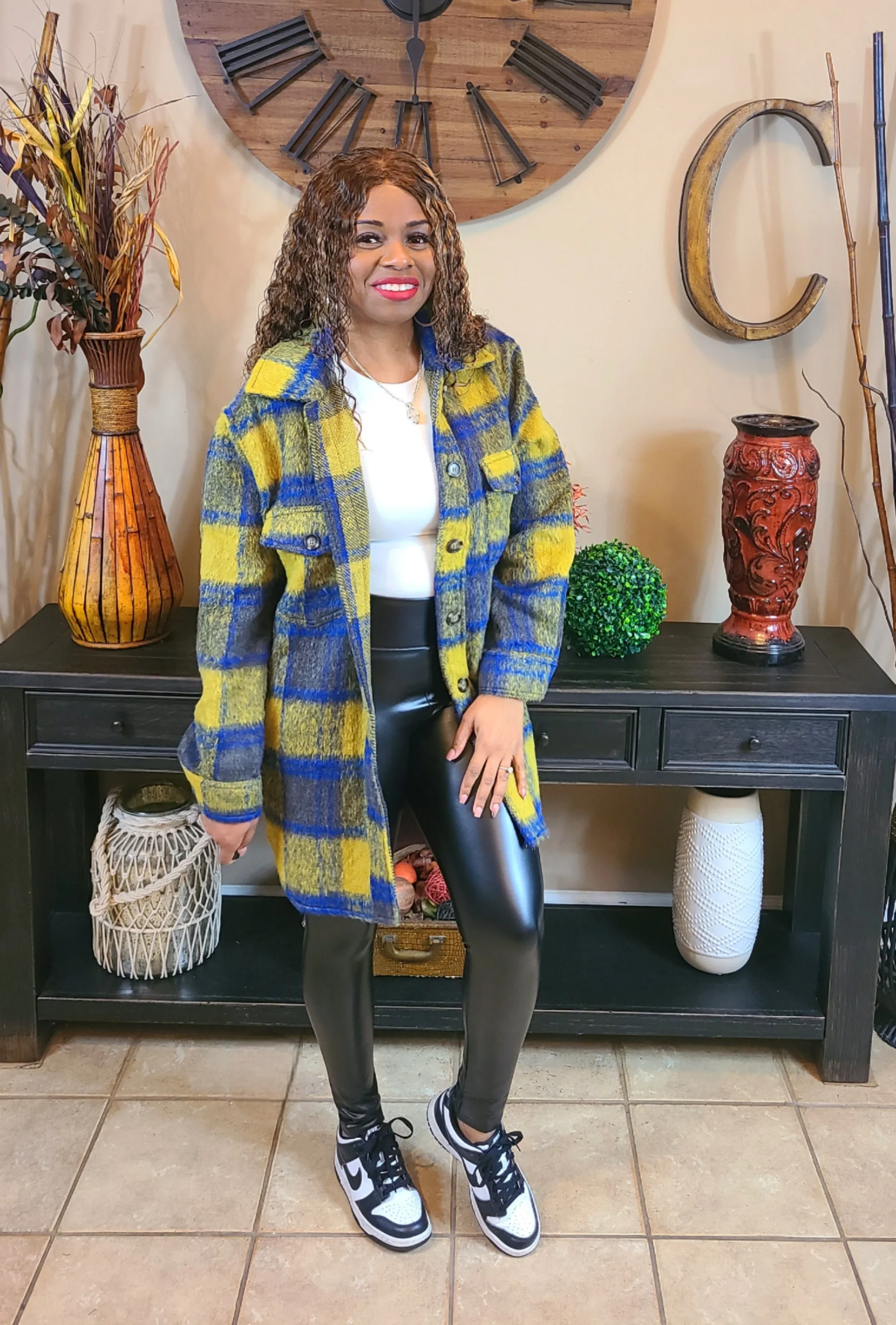 Rustic Fur Plaid Shacket