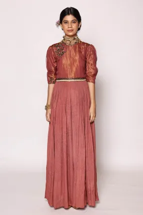 Rusty Red Embroidered Jumpsuit