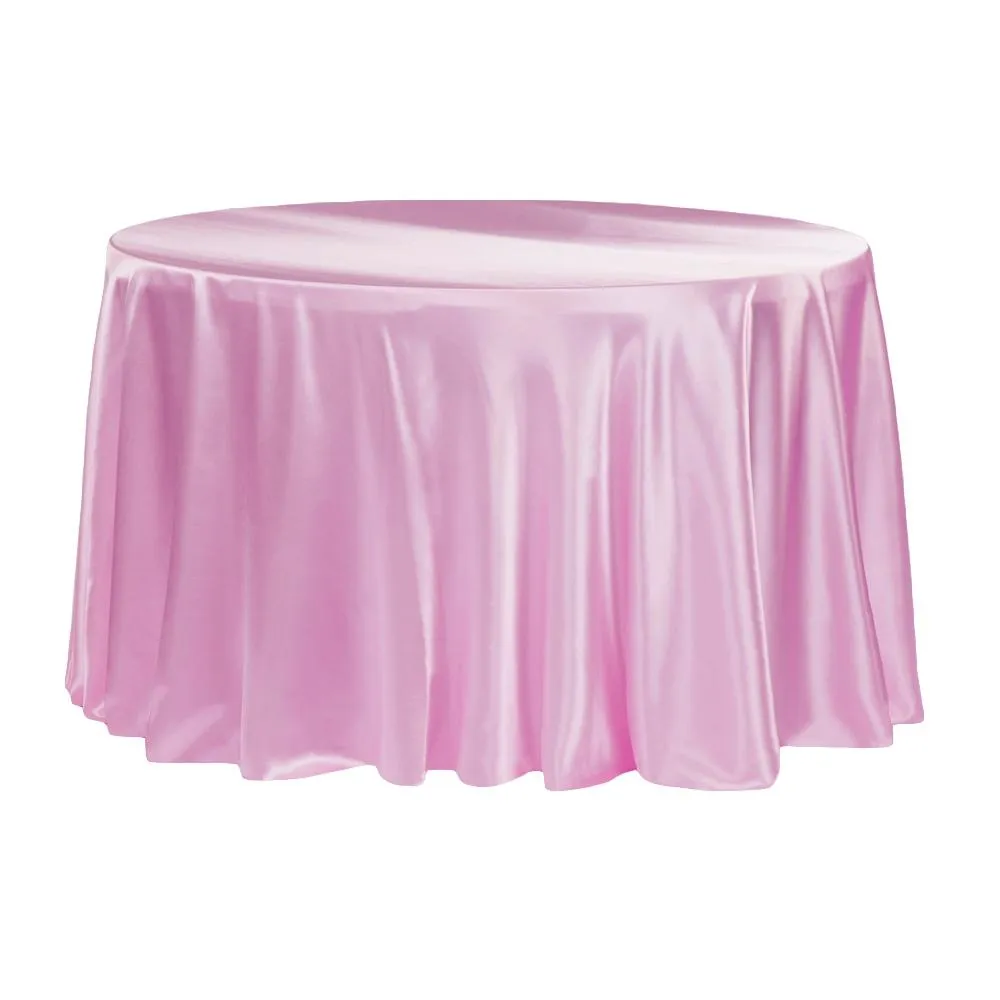 Satin 120" Round Tablecloth - Medium Pink