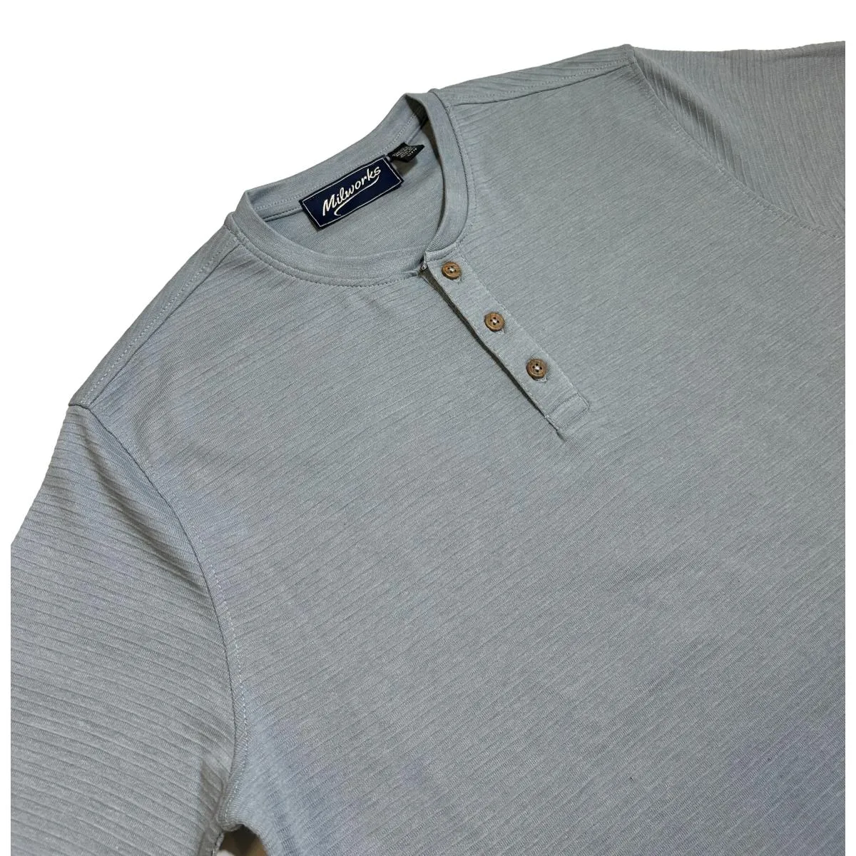 Short Sleeve Henley Blue Melange
