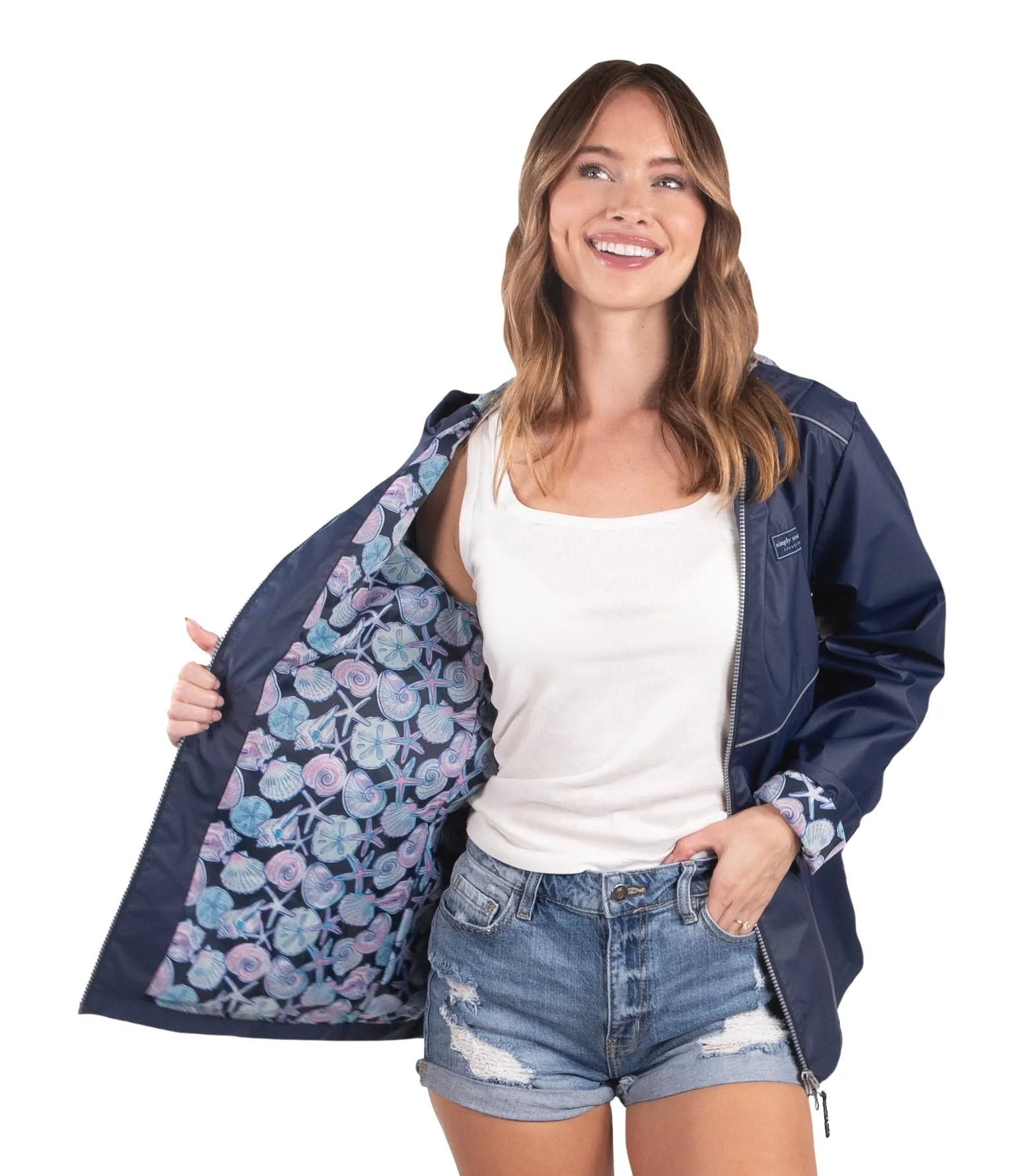 Simply Southern - Full Zip Rain Jacket - Navy