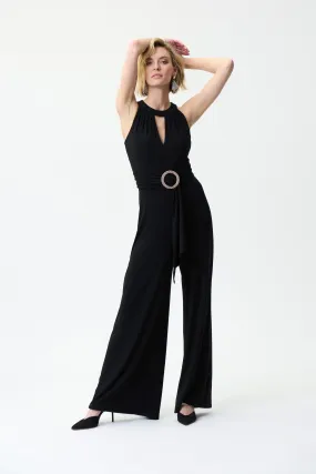 Sleeveless Jumpsuit with Rhinestone buckle