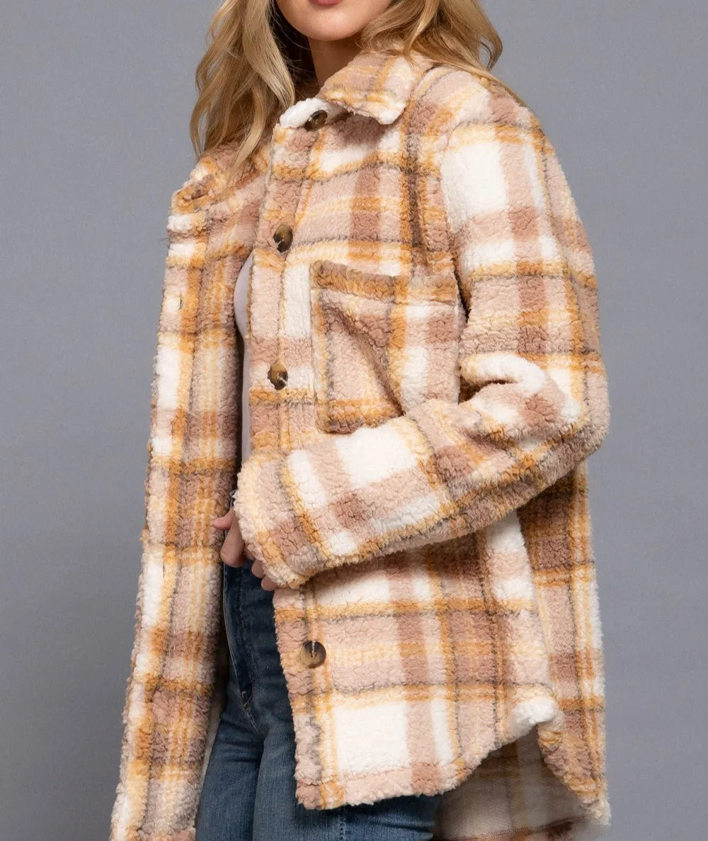 Staying Warm Sherpa Shacket (Pink) - SALE