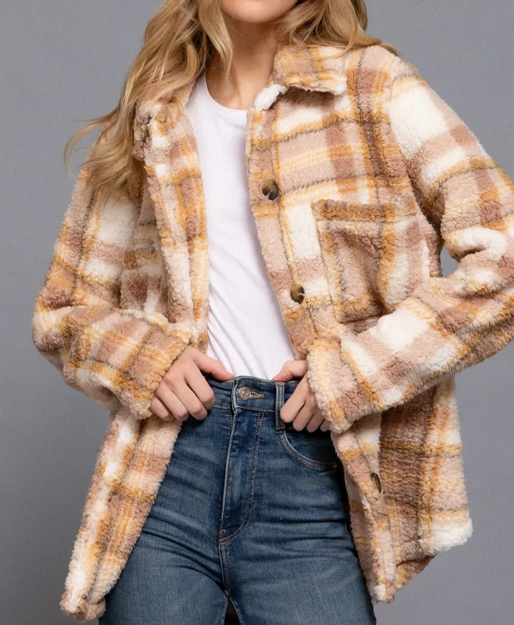 Staying Warm Sherpa Shacket (Pink) - SALE