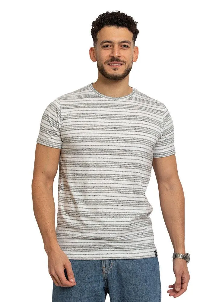 Stria Grey Striped Round T-shirt
