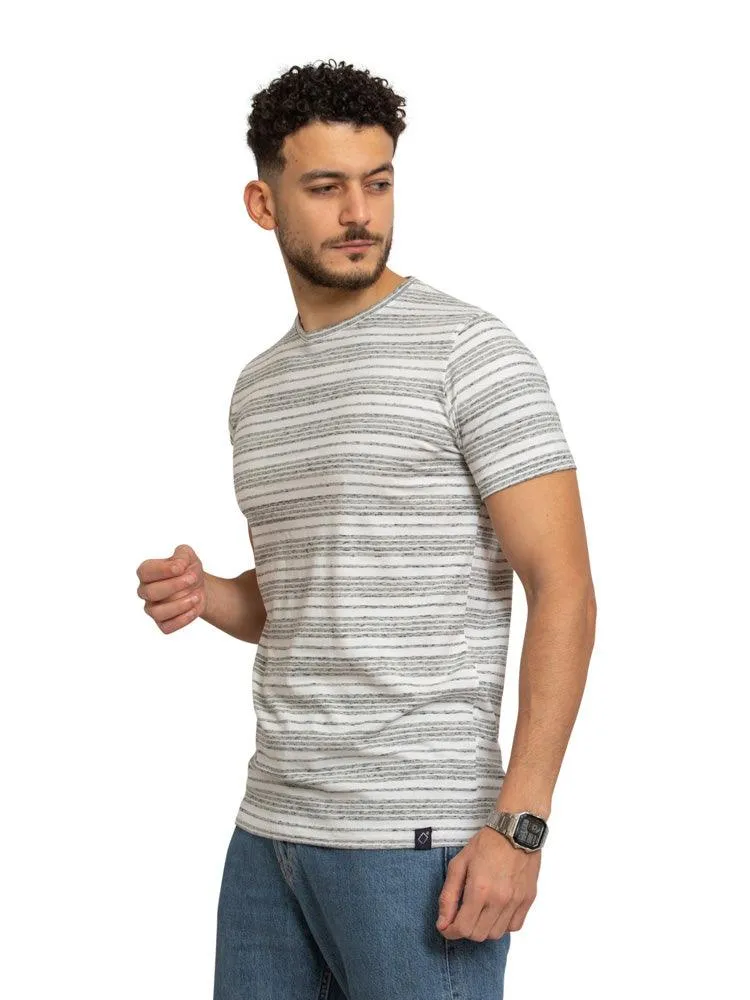 Stria Grey Striped Round T-shirt