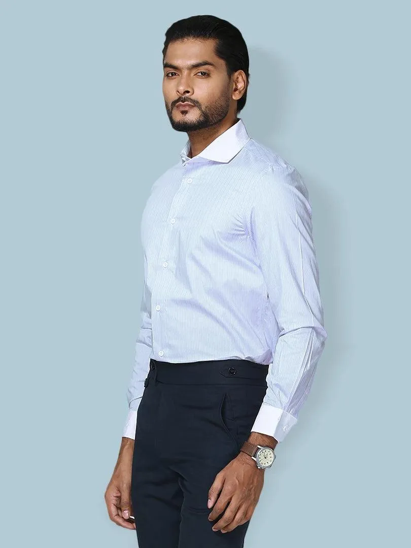 Supima Blue Formal Full Sleeve Shirt
