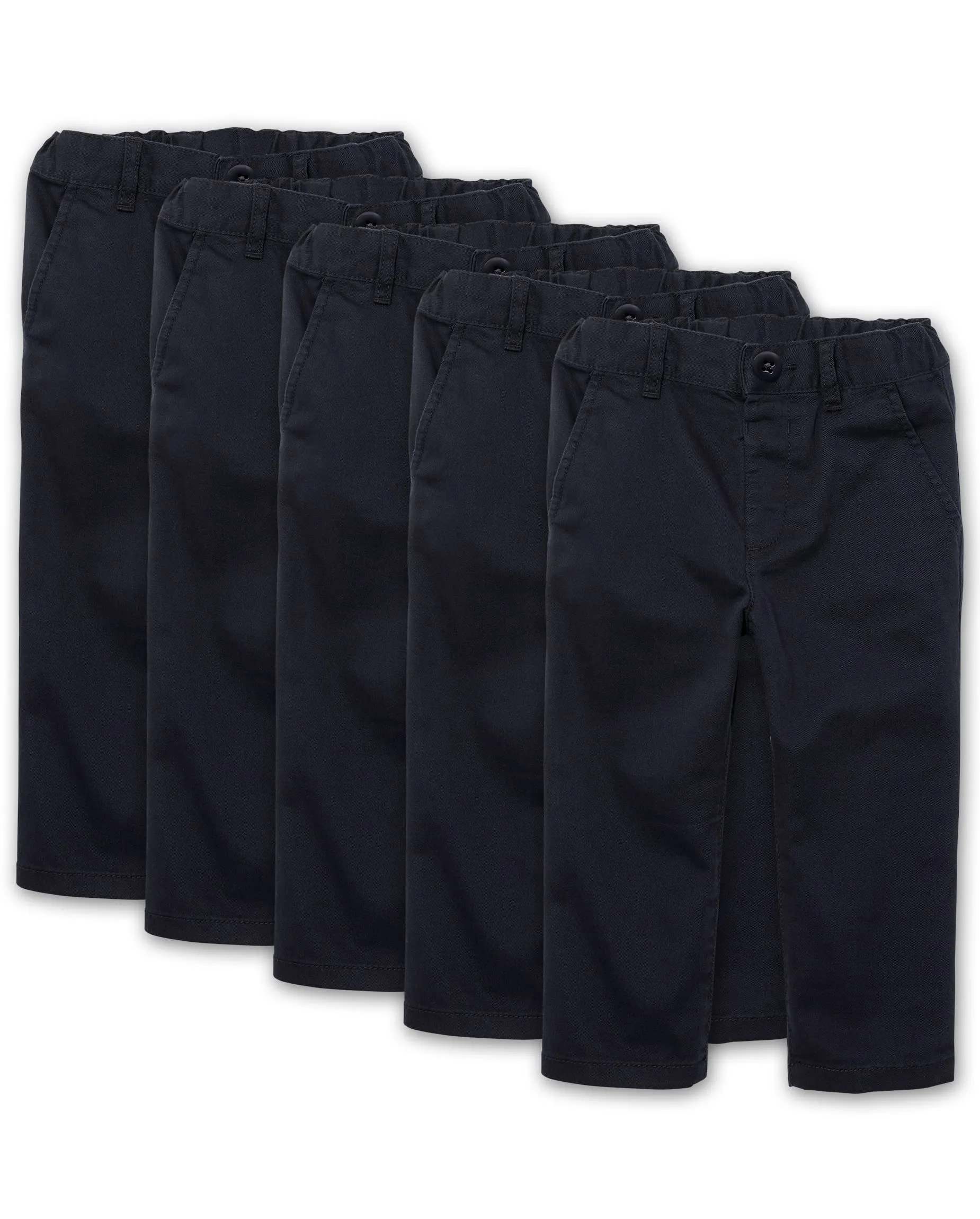 The Children's Place Baby Boys' and Toddler Stretch Skinny Chino Pants, New Navy 5-Pack, 4T