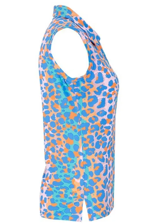 Tribal 3902O Sleeveless Henley Top - Tangerine