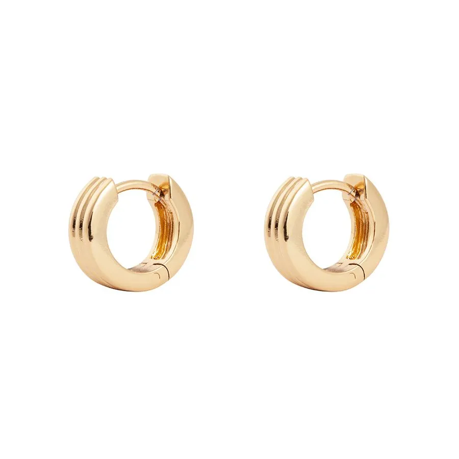 Triple Band Gold 8mm Baby Huggie Earrings