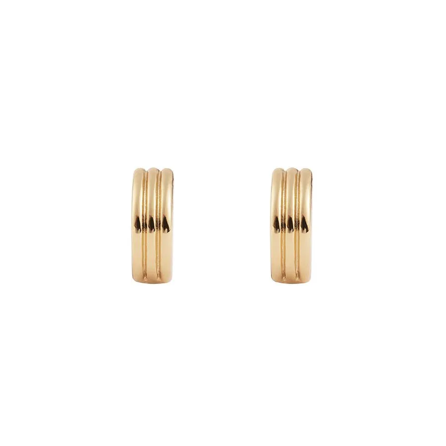 Triple Band Gold 8mm Baby Huggie Earrings