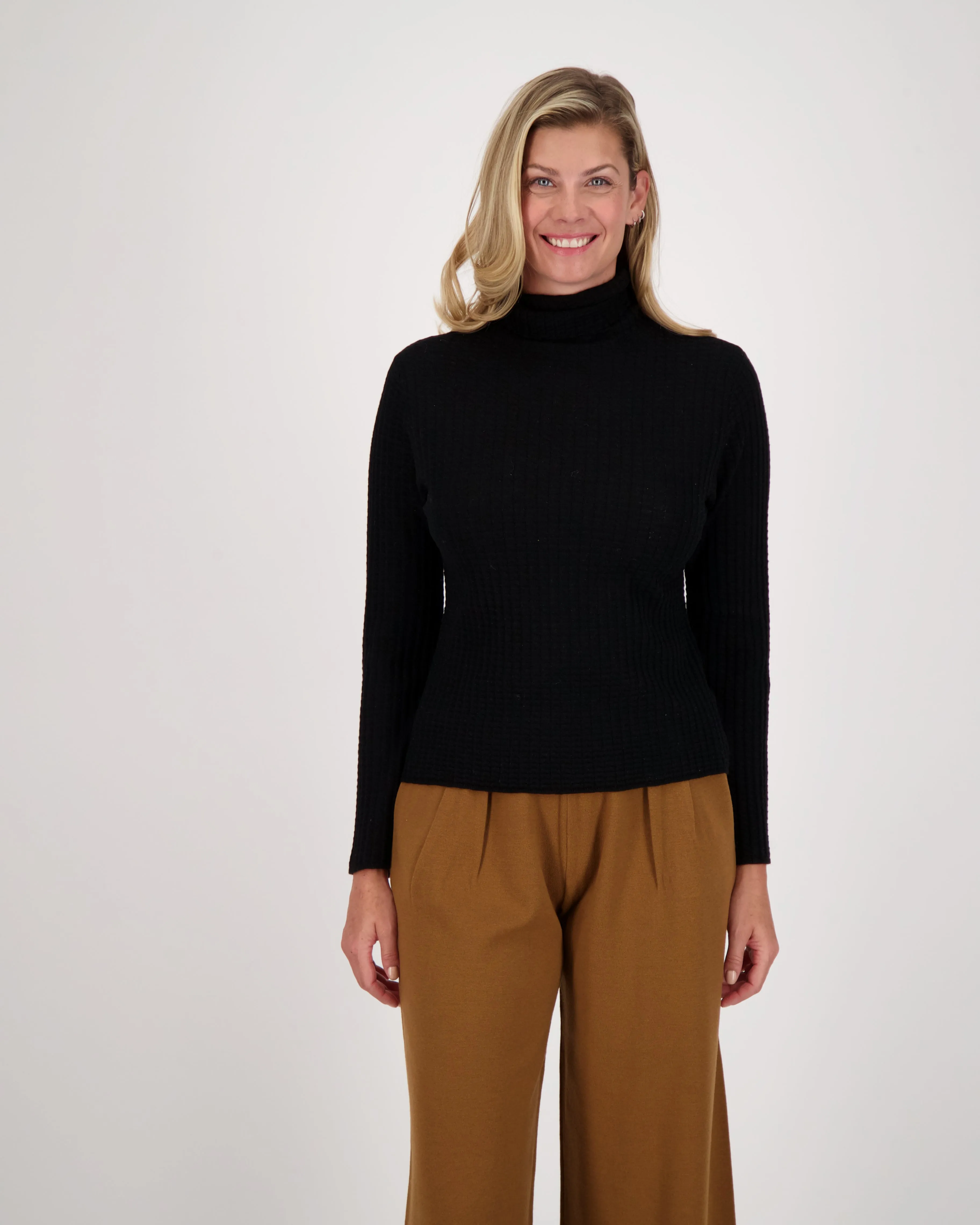 Turtle Neck Waffle Knit Layering Top