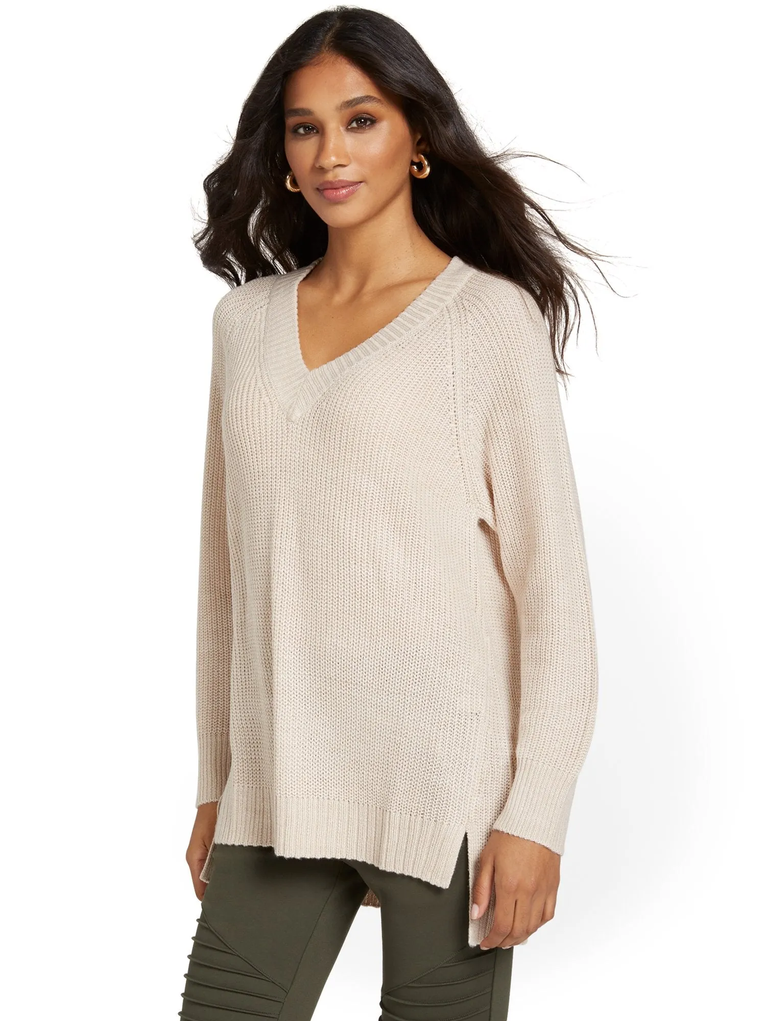 V-Neck Tunic Sweater