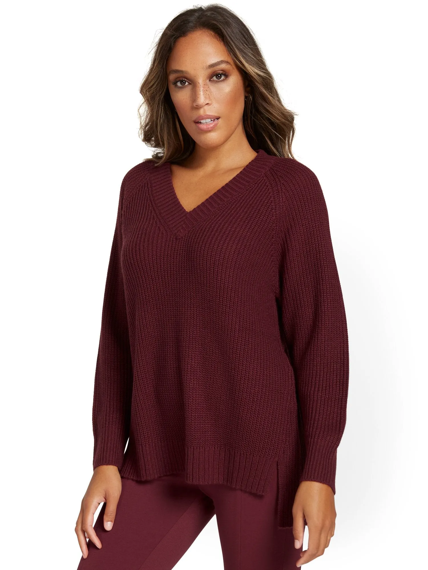V-Neck Tunic Sweater
