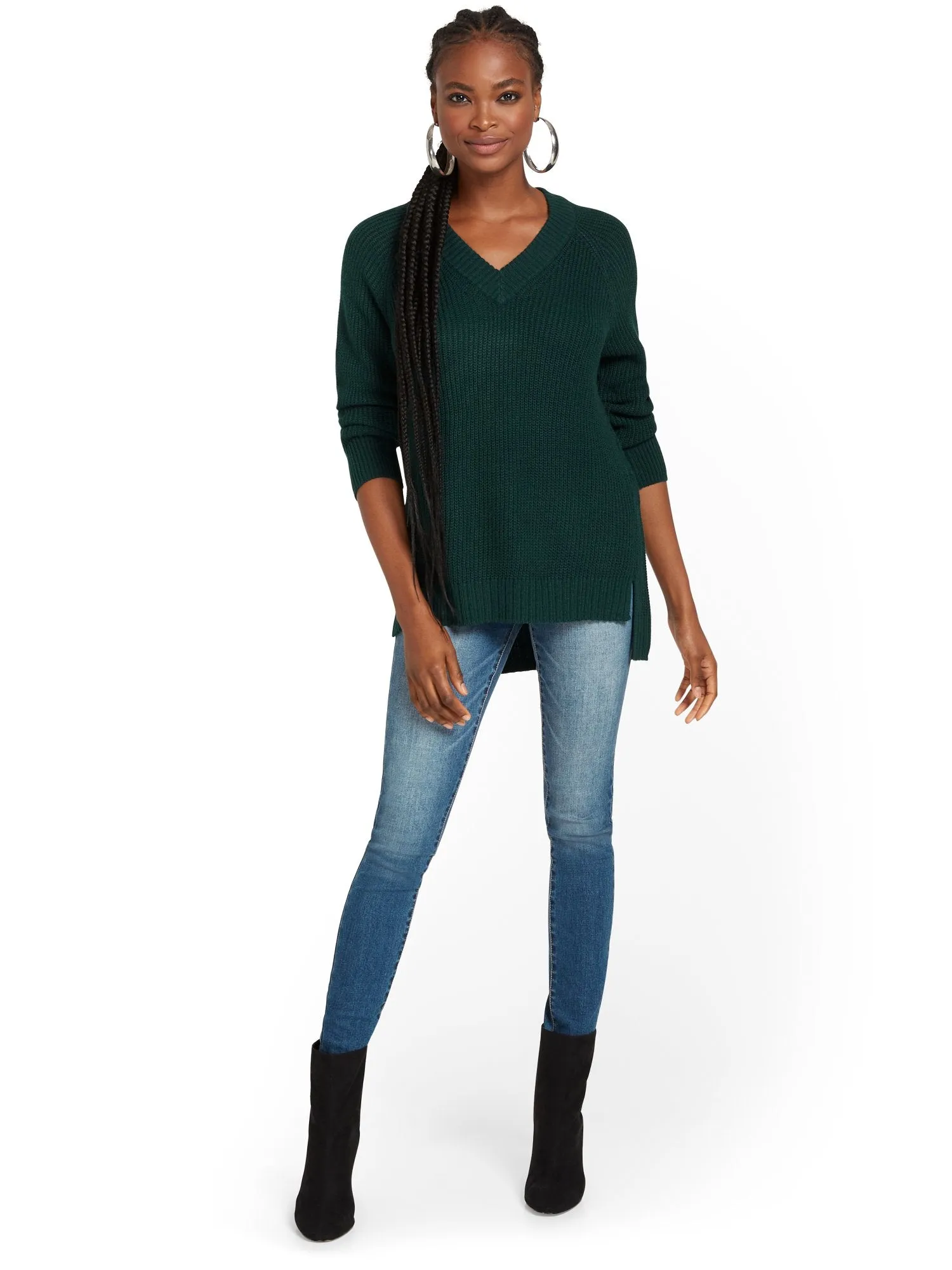 V-Neck Tunic Sweater