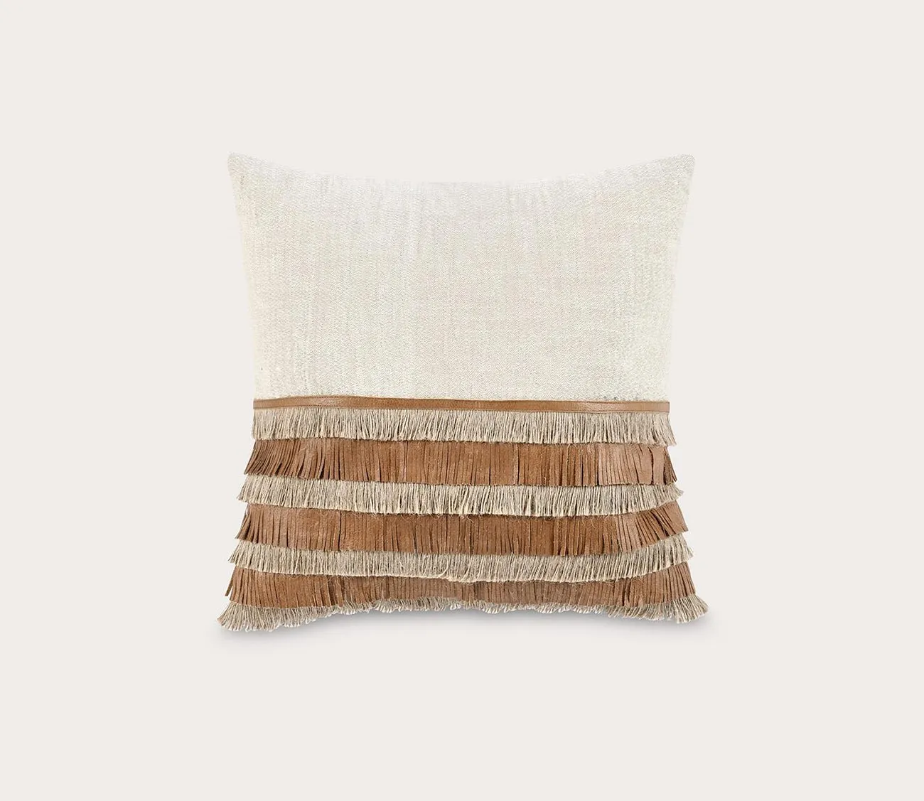 Villa by Classic Home Casa Leather Chestnut Natural Throw Pillow