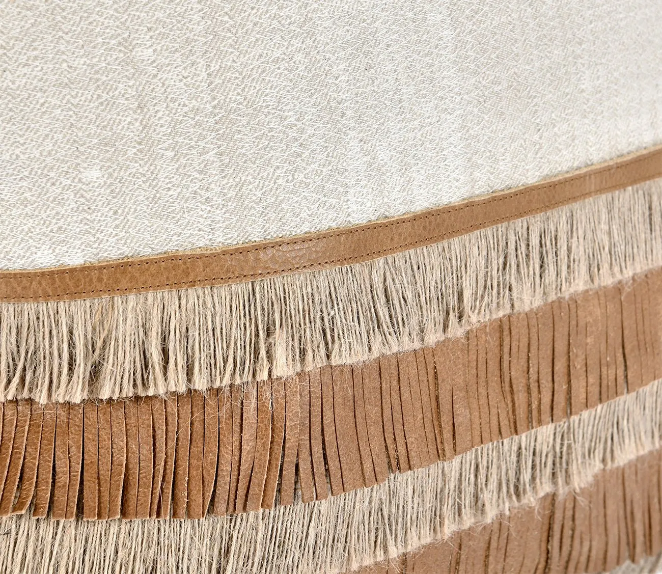 Villa by Classic Home Casa Leather Chestnut Natural Throw Pillow