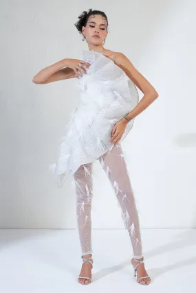 White Oppaque Crystals Jumpsuit