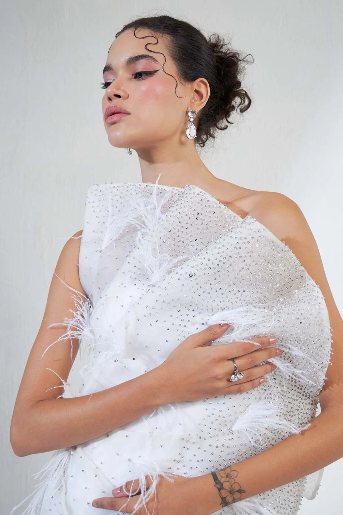 White Oppaque Crystals Jumpsuit