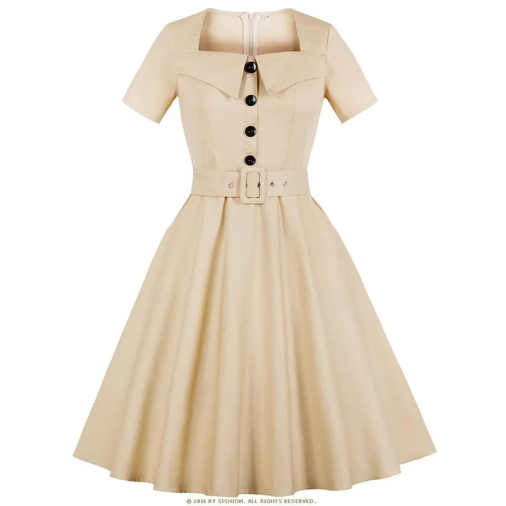 Women Retro Cotton Vintage Tunic Vestidos Dress